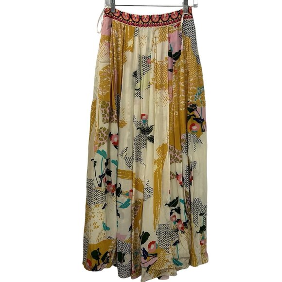 Anthropologie Bhanuni by Jyoti Skirt Womens XS Mischa Maxi Boho Printed Rayon - Picture 2 of 16